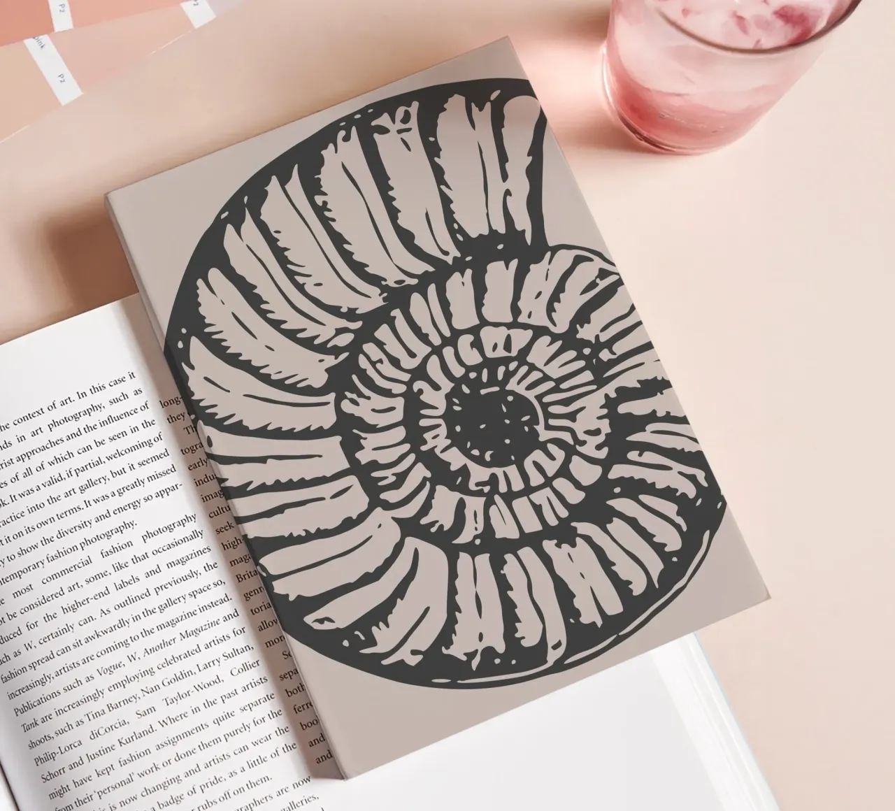 Ammonite Fossil Print - Earthy Tones, Modern Paleontology Ar notebook by ClubArt