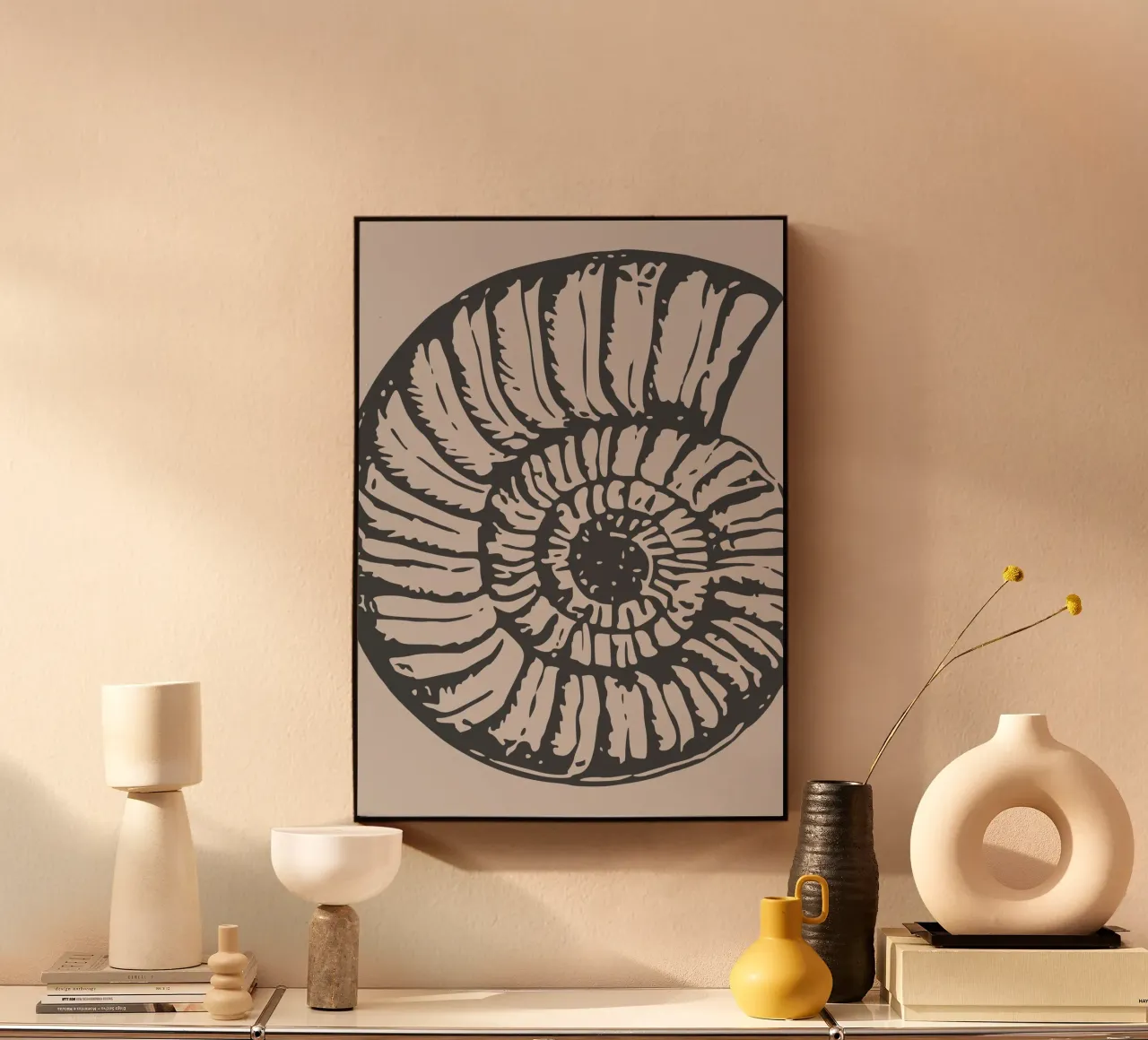 Ammonit Fossil Druck - Erdige Töne, Moderne Paläontologie Ar Acryl-Glas von ClubArt