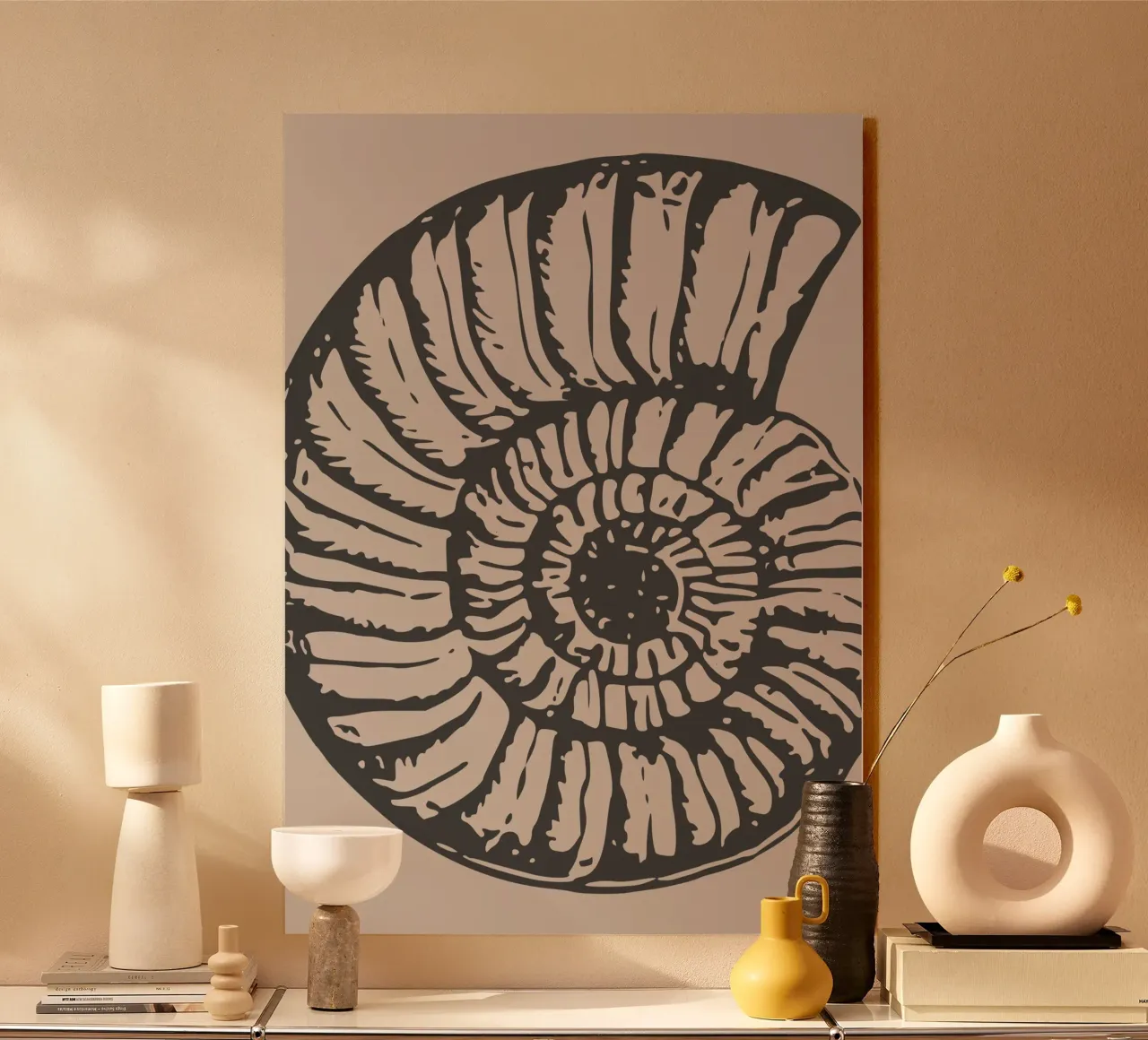 Ammonite Fossil Print - Earthy Tones, Modern Paleontology Ar forex plate by ClubArt
