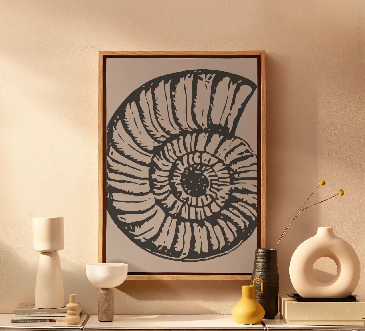 Ammonite Fossil Print - Earthy Tones, Modern Paleontology Ar canvas by ClubArt