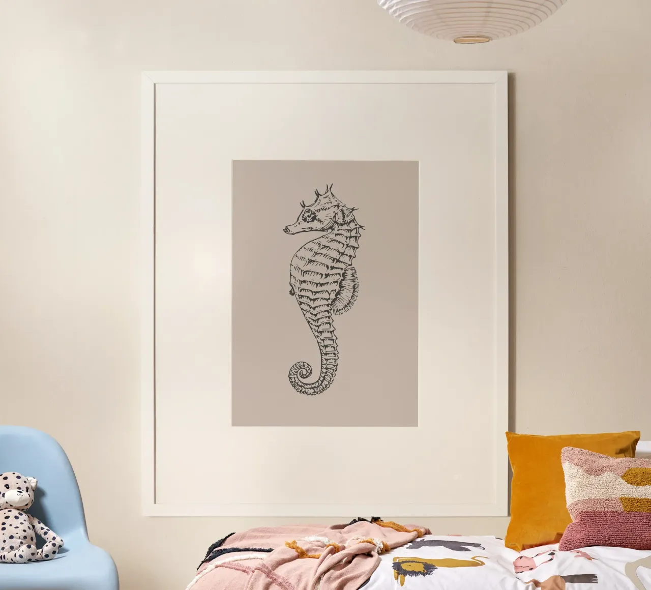 Detailed Seahorse Print - Earthy Tones, Modern Marine Life A hahnemühle by ClubArt