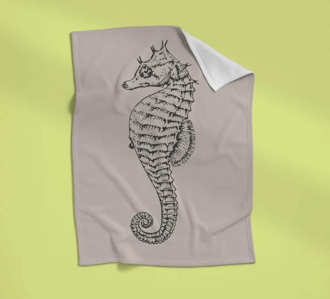 Detailed Seahorse Print - Earthy Tones, Modern Marine Life A fleece blanket by ClubArt