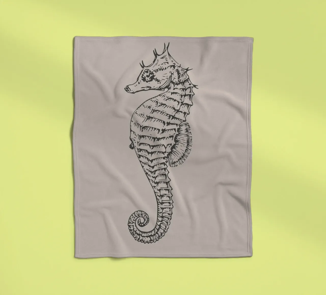 Detailed Seahorse Print - Earthy Tones, Modern Marine Life A fleece blanket by ClubArt