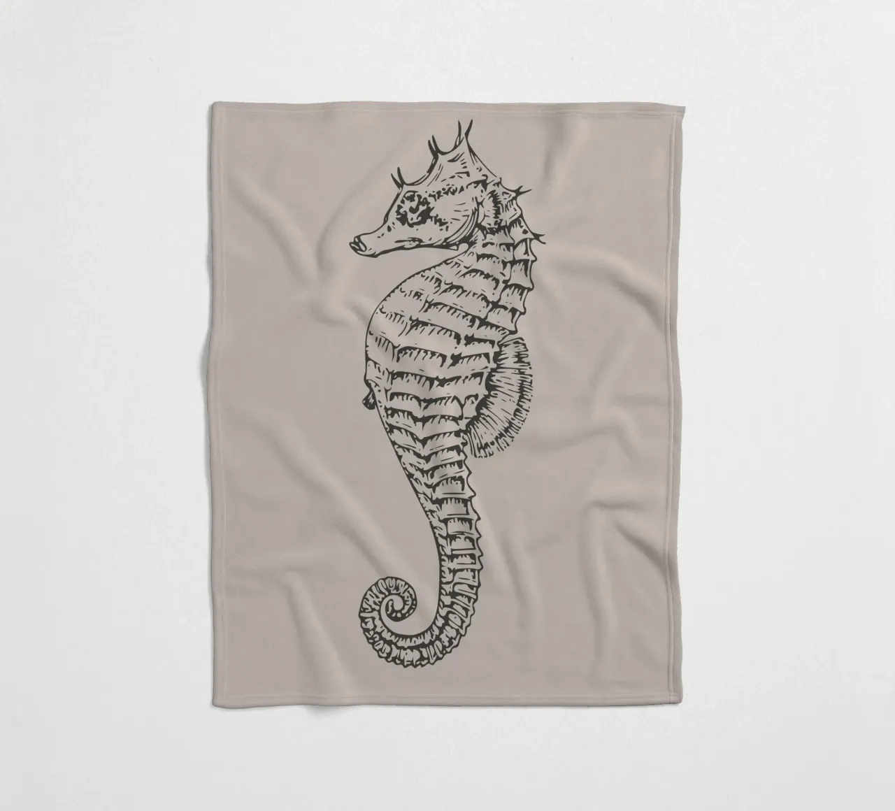 Detailed Seahorse Print - Earthy Tones, Modern Marine Life A fleece blanket by ClubArt