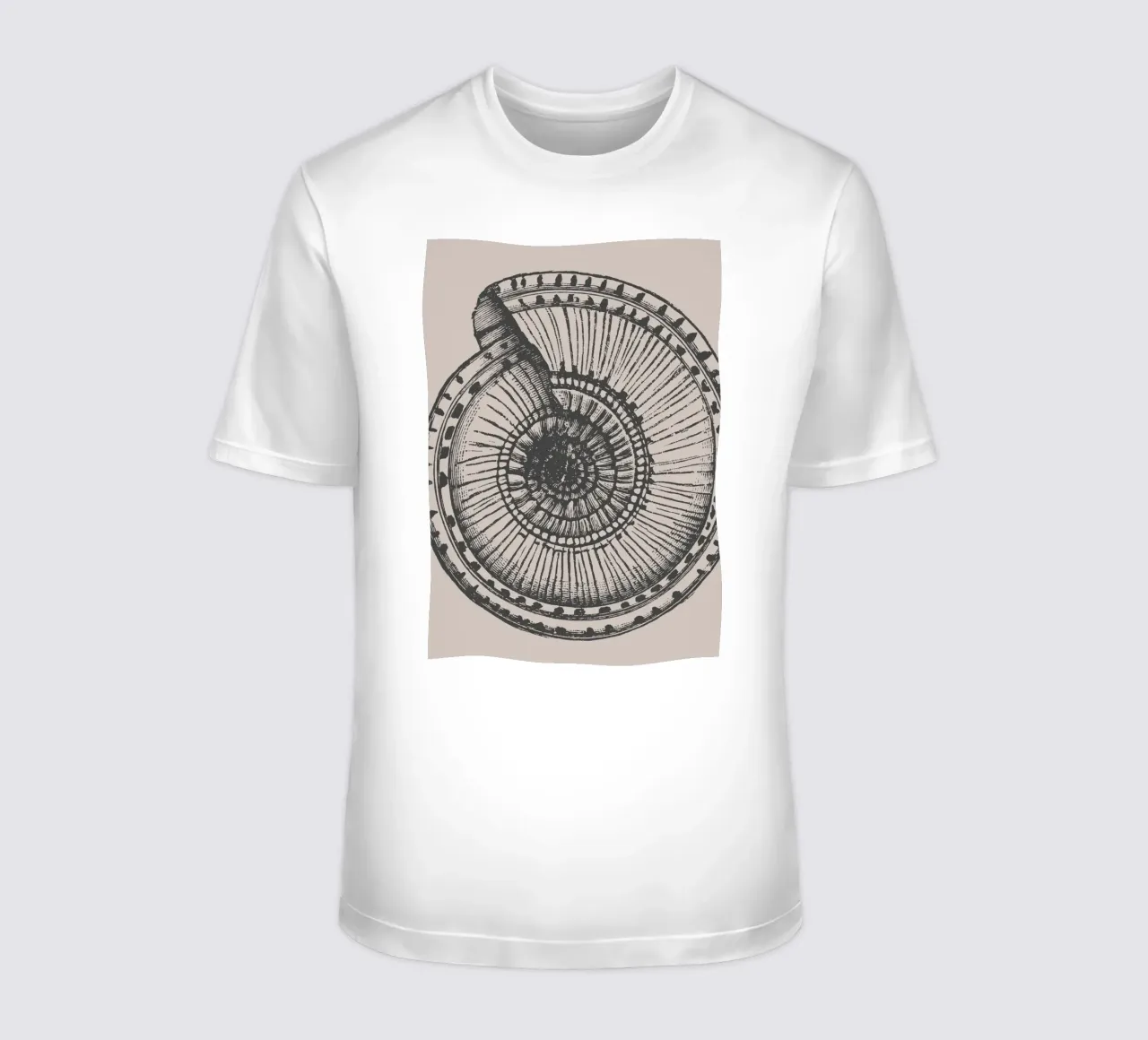 Stampa dettagliata di un fossile di ammonite - Toni terrosi, Ar... t-shirt da ClubArt