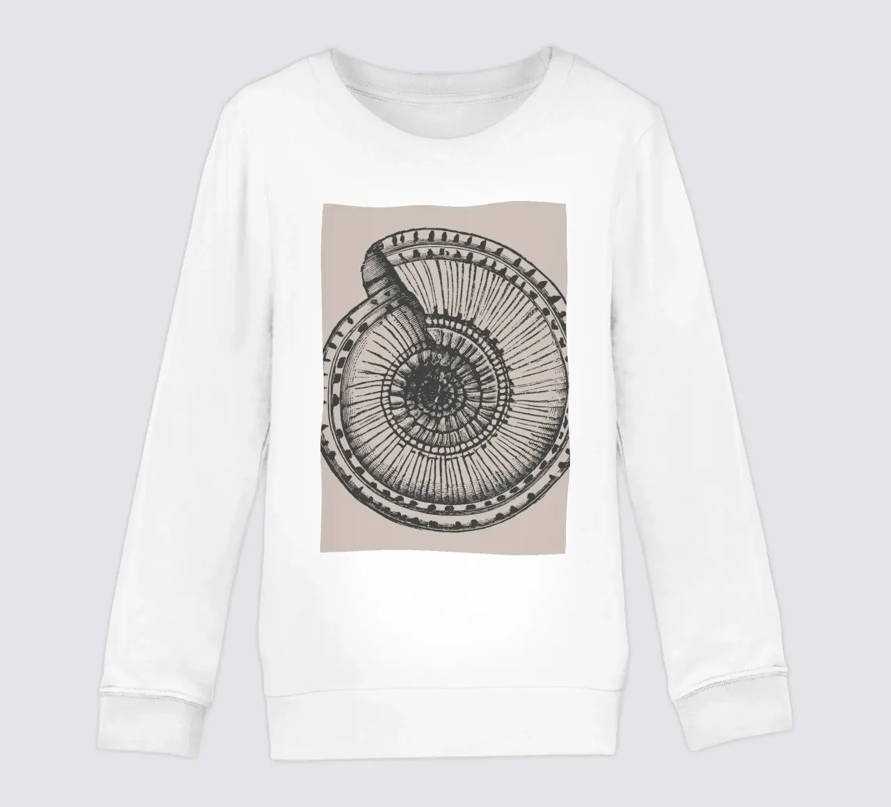 Stampa dettagliata di un fossile di ammonite - Toni terrosi, Ar... felpa bambino da ClubArt