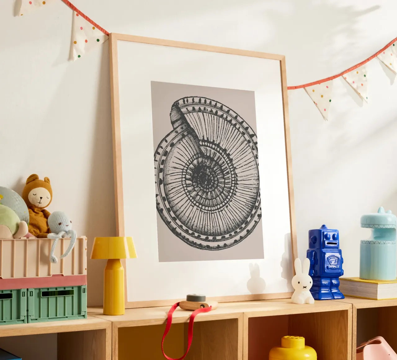 Stampa dettagliata di un fossile di ammonite - Toni terrosi, Ar... carta hahnemühle da ClubArt