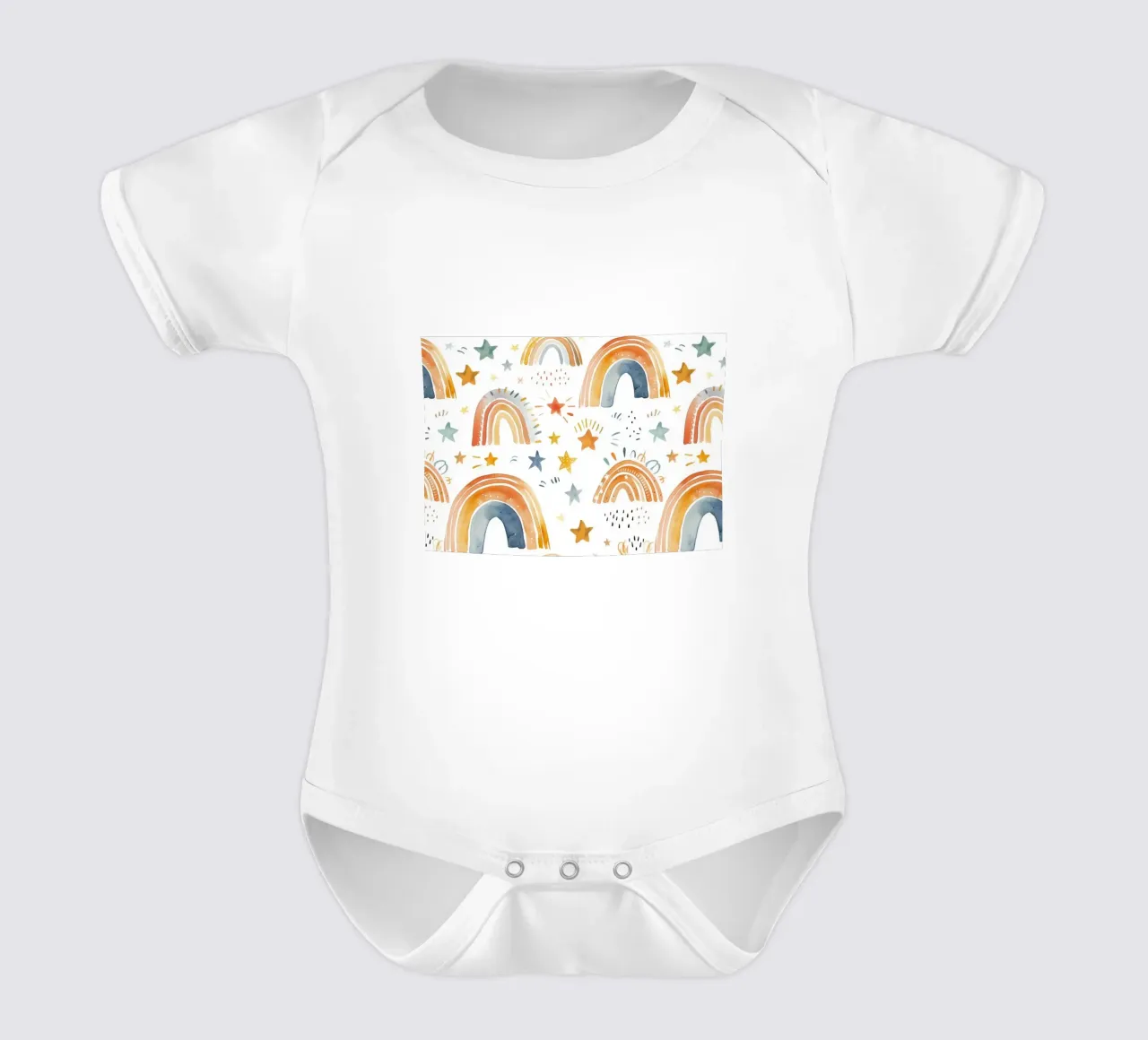 Grillige Regenboog & Sterren Print - Kinderkamer Kunst, Boho Dec babyrompertje korte mouwen van ClubArt