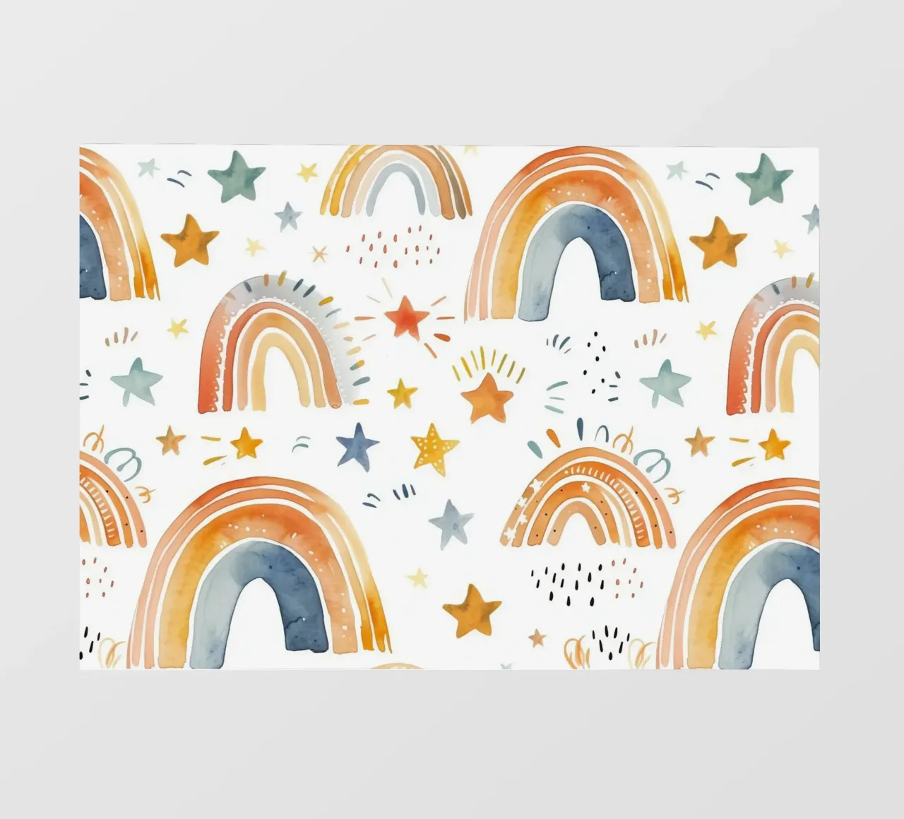 Whimsical Rainbow & Stars Print - Kids Nursery Art, Boho Dec backlit film by ClubArt