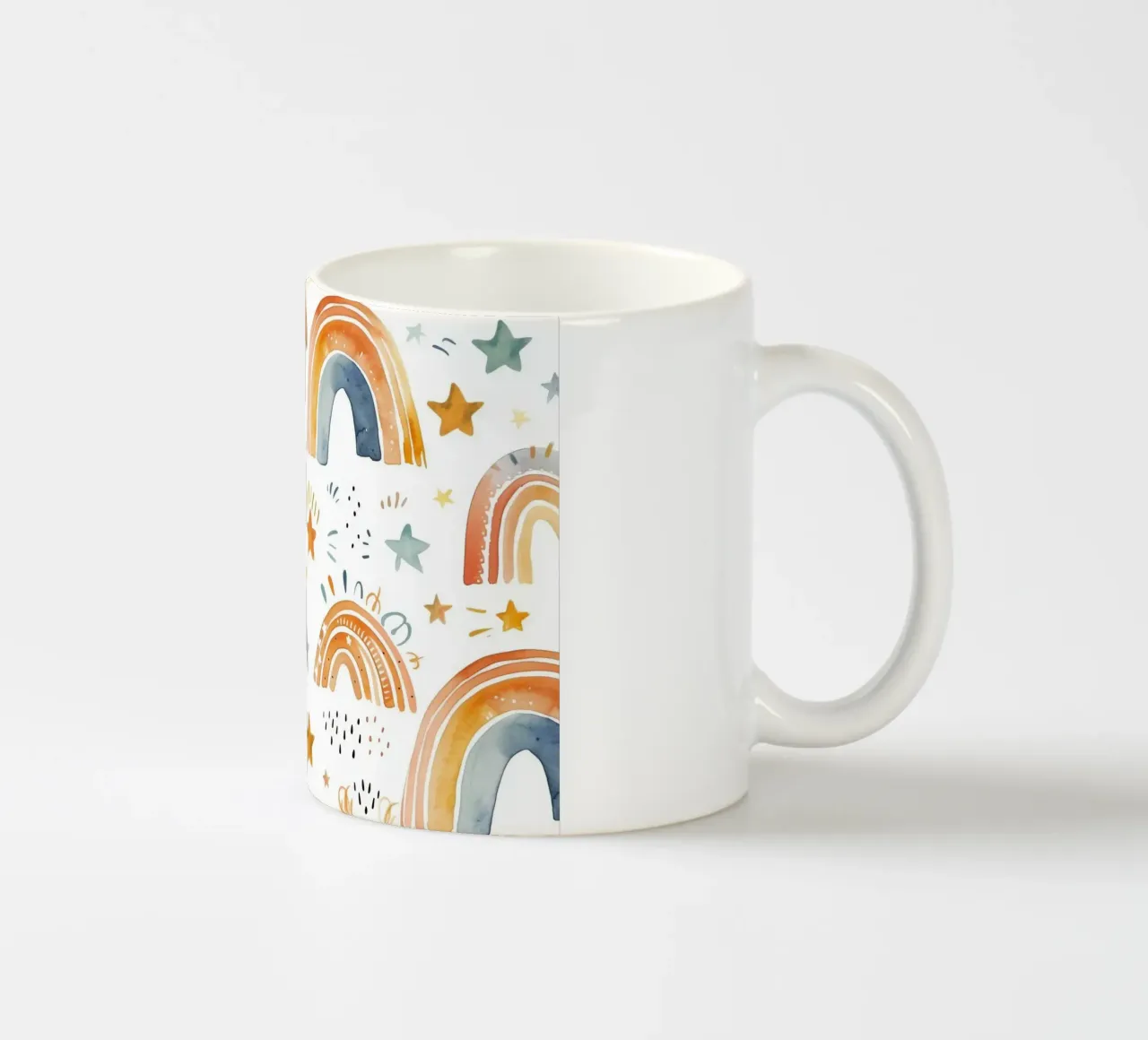 Grillige Regenboog & Sterren Print - Kinderkamer Kunst, Boho Dec keramische mok van ClubArt