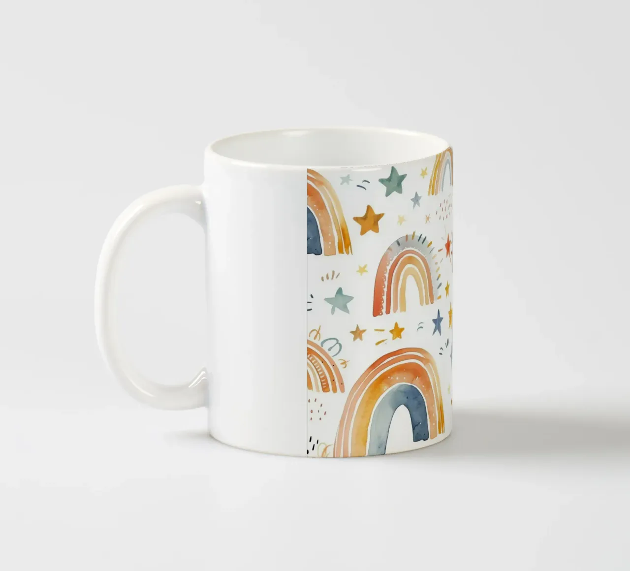 Grillige Regenboog & Sterren Print - Kinderkamer Kunst, Boho Dec keramische mok van ClubArt