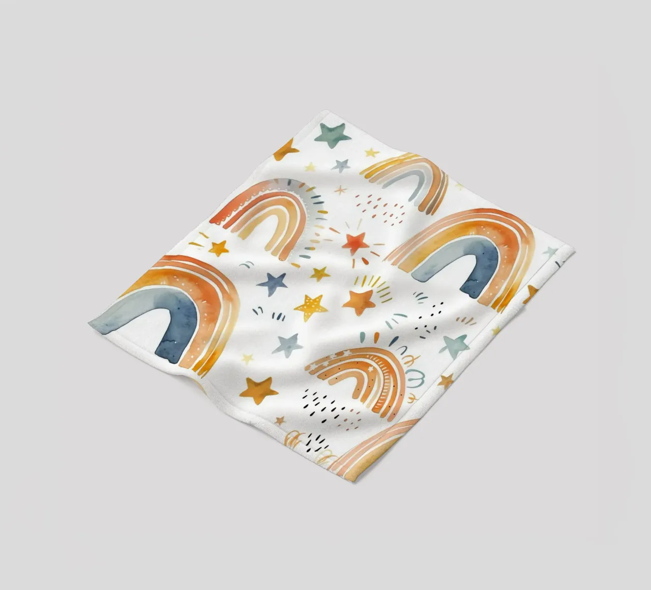 Whimsical Rainbow & Stars Print - Kids Nursery Art, Boho Dec fleece blanket by ClubArt