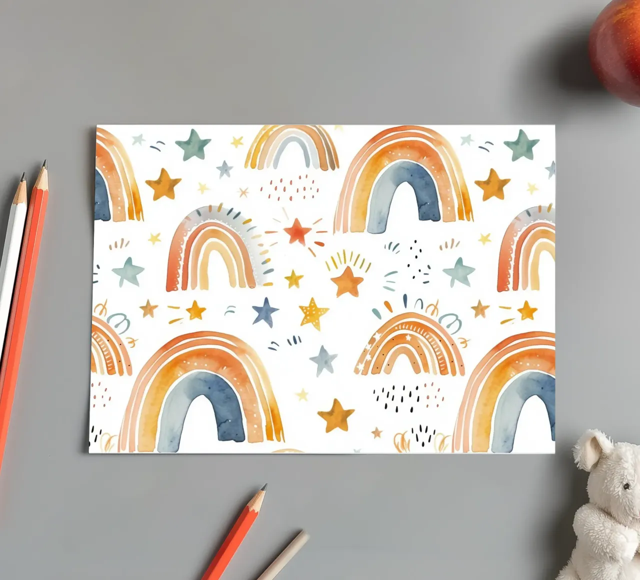 Whimsical Rainbow & Stars Print - Kids Nursery Art, Boho Dec sticker sheet by ClubArt