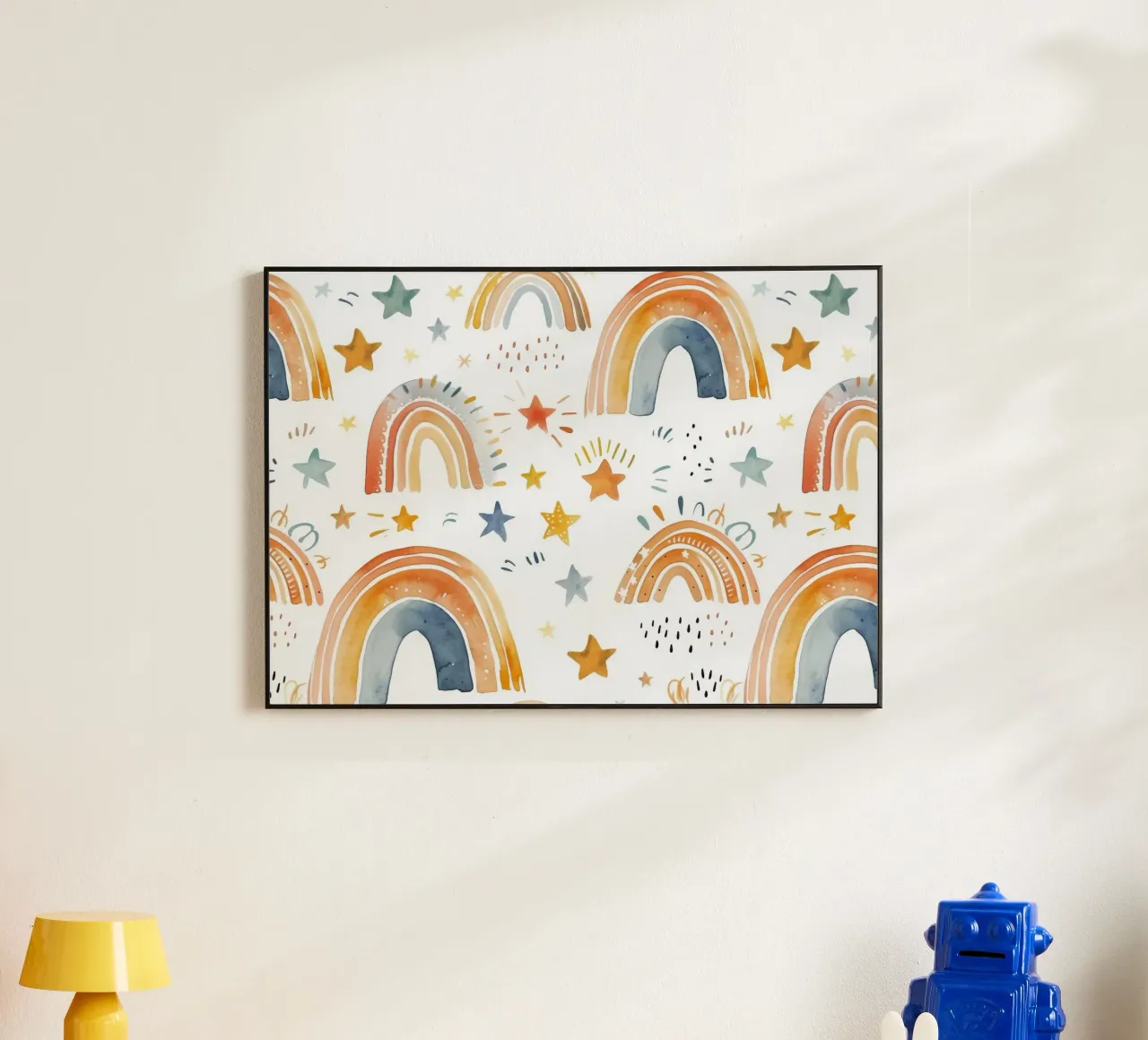 Whimsical Rainbow & Stars Print - Kids Nursery Art, Boho Dec alu-dibond by ClubArt