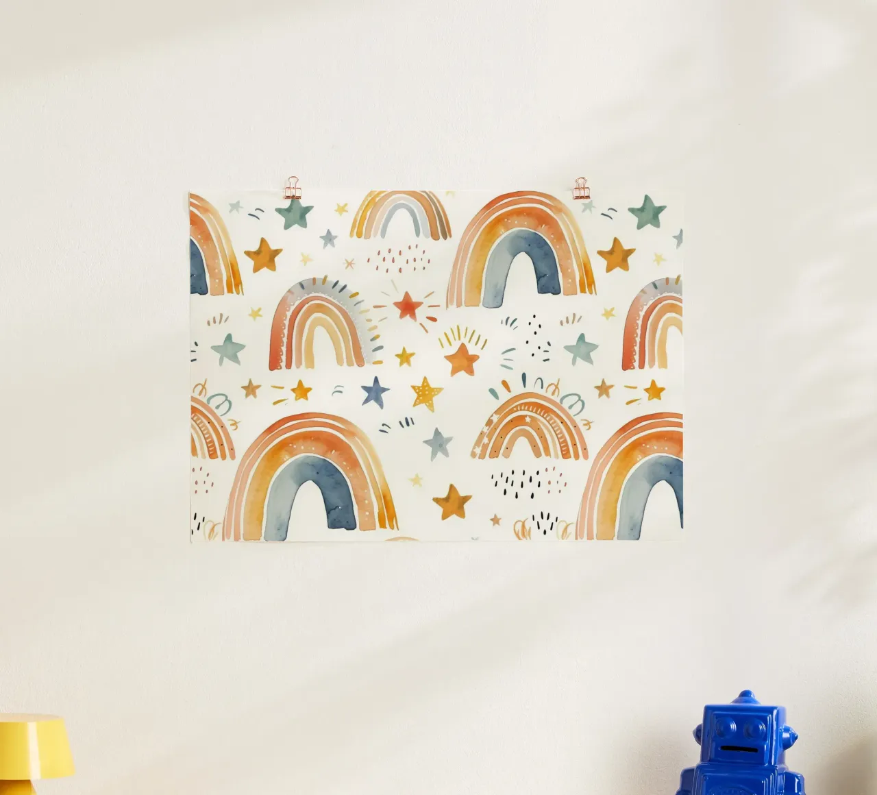 Whimsical Rainbow & Stars Print - Kids Nursery Art, Boho Dec hahnemühle by ClubArt
