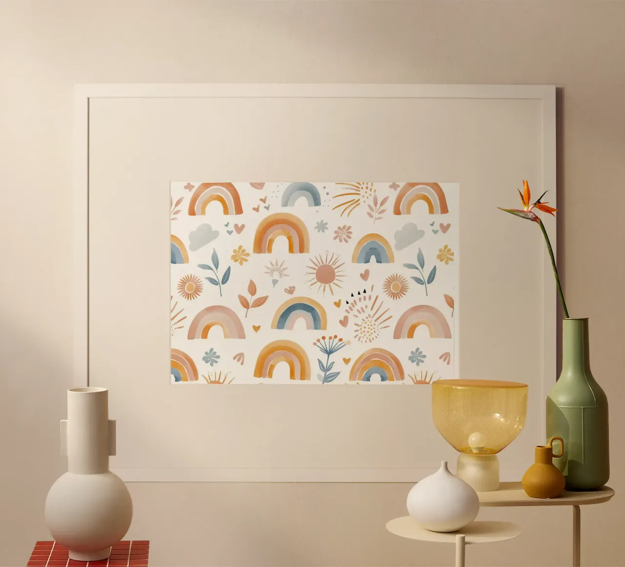 Stampa "Sunny Boho Rainbow & Nature" - Arte per la cameretta, camera dei bambini D poster da ClubArt