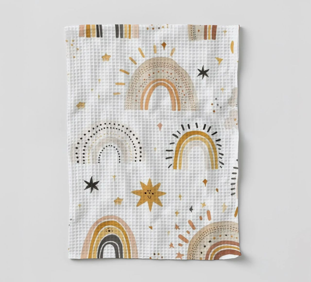 Impression neutre Boho arc-en-ciel et étoiles - Nursery Wall Art, Kids torchon de ClubArt