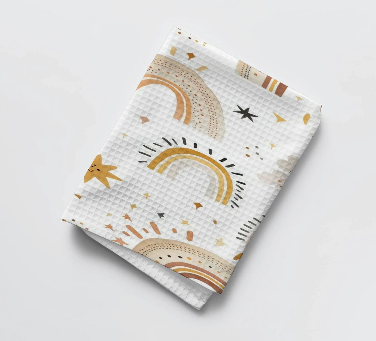 Impression neutre Boho arc-en-ciel et étoiles - Nursery Wall Art, Kids torchon de ClubArt
