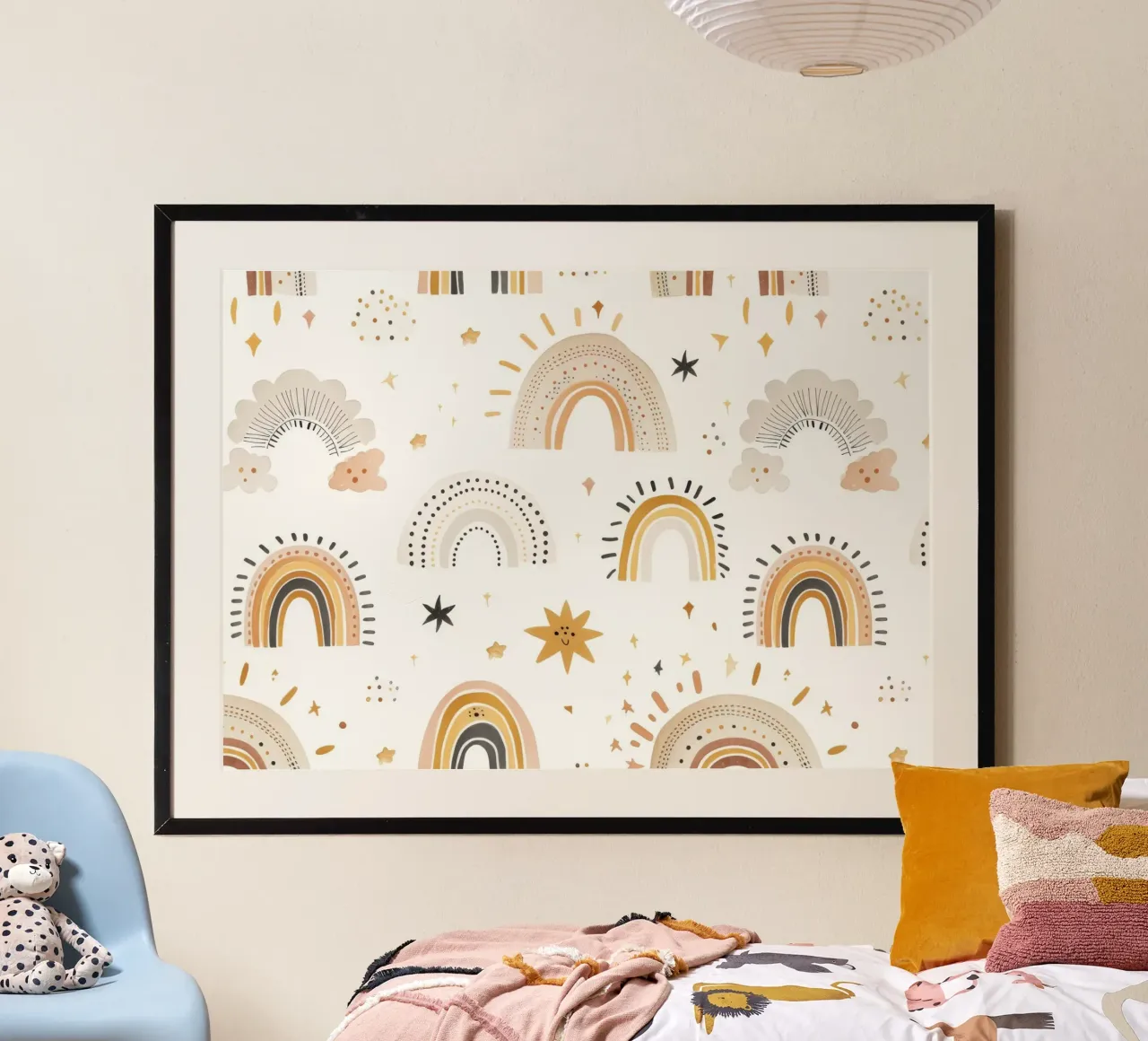 Boho neutro arco iris y estrellas de impresión - Nursery Wall Art, Niños poster de ClubArt
