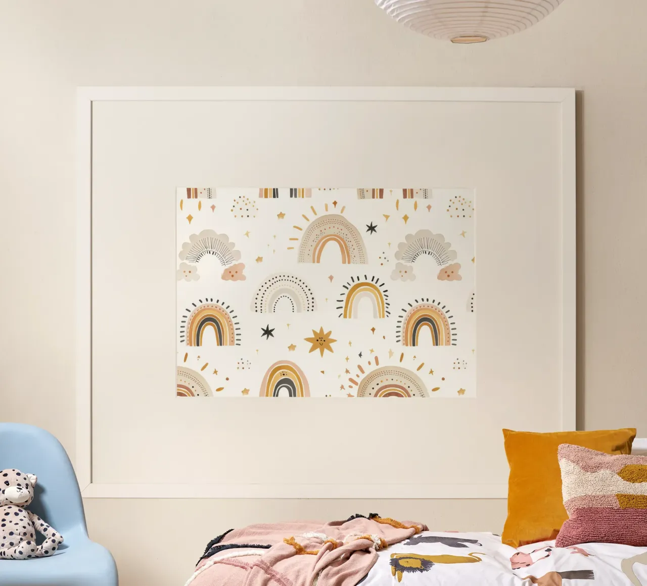 Boho neutro arco iris y estrellas de impresión - Nursery Wall Art, Niños poster de ClubArt