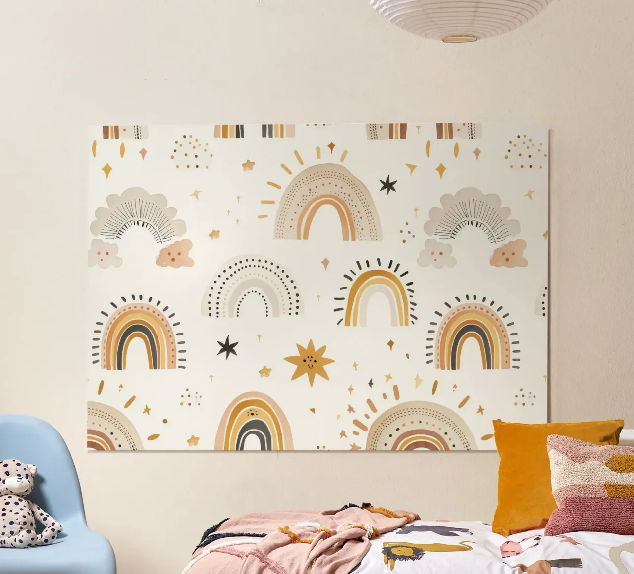 Boho neutro arco iris y estrellas de impresión - Nursery Wall Art, Niños poster de ClubArt
