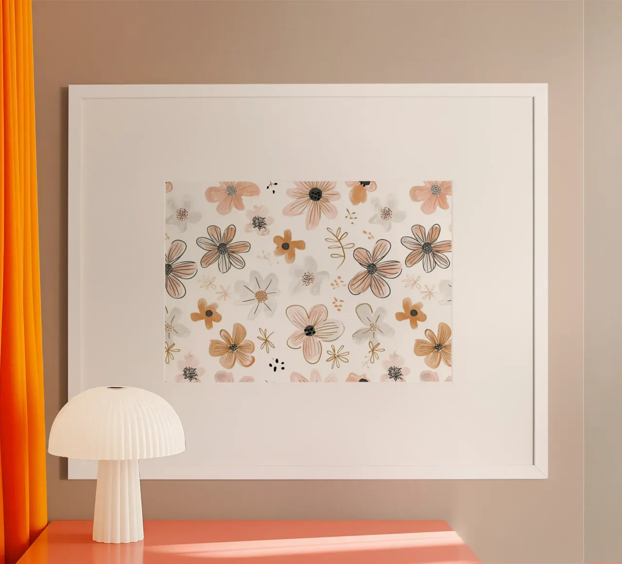 Stampa floreale bohémien ad acquerello - Cameretta neutra, cameretta dei bambini De poster con telaio in plastica da ClubArt