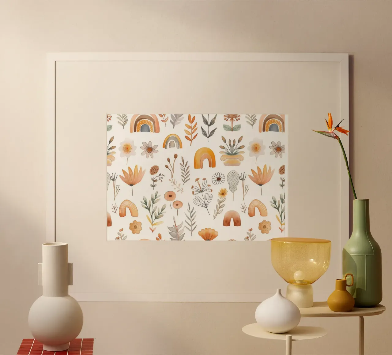 Stampa floreale e arcobaleno in stile bohémien - Arte murale per camerette, bambini poster da ClubArt