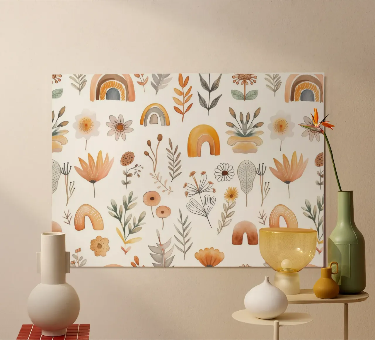 Stampa floreale e arcobaleno in stile bohémien - Arte murale per camerette, bambini poster da ClubArt