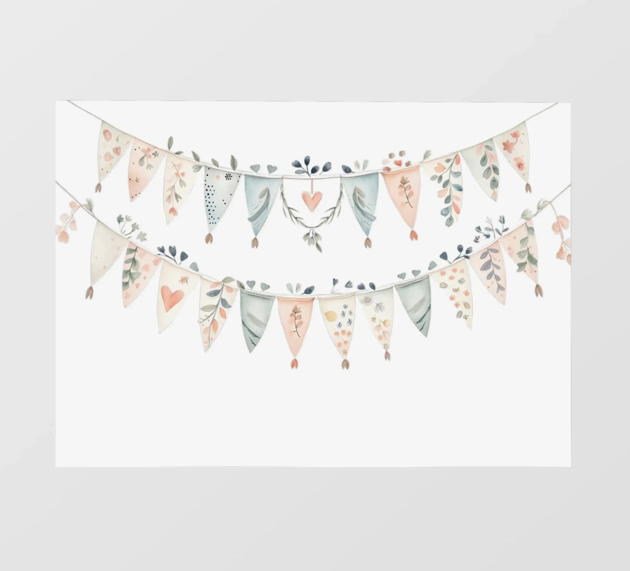 Boho Bunting Girlande Aquarell - Kinderzimmer Dekoration, Feiern PVC Plane von ClubArt
