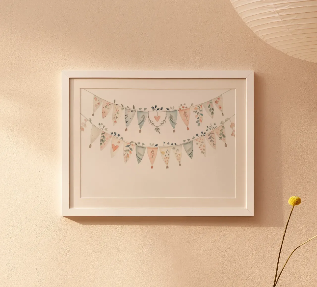 Boho Bunting Garland Acquerello - Decorazioni per l'asilo nido, celebrazione poster con telaio in legno da ClubArt