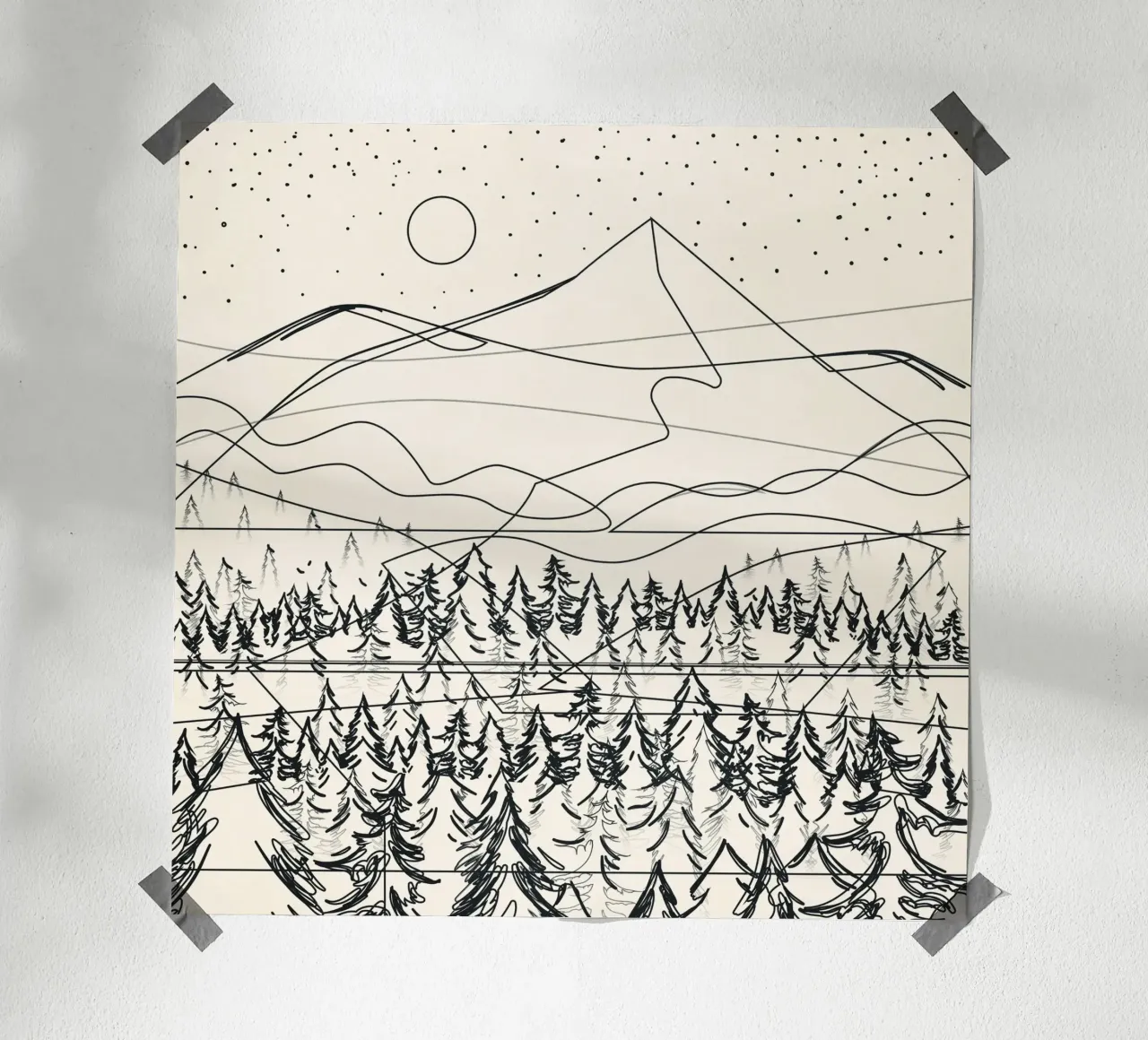 Minimal Line Mountain Beauty III poster de Nadjaa