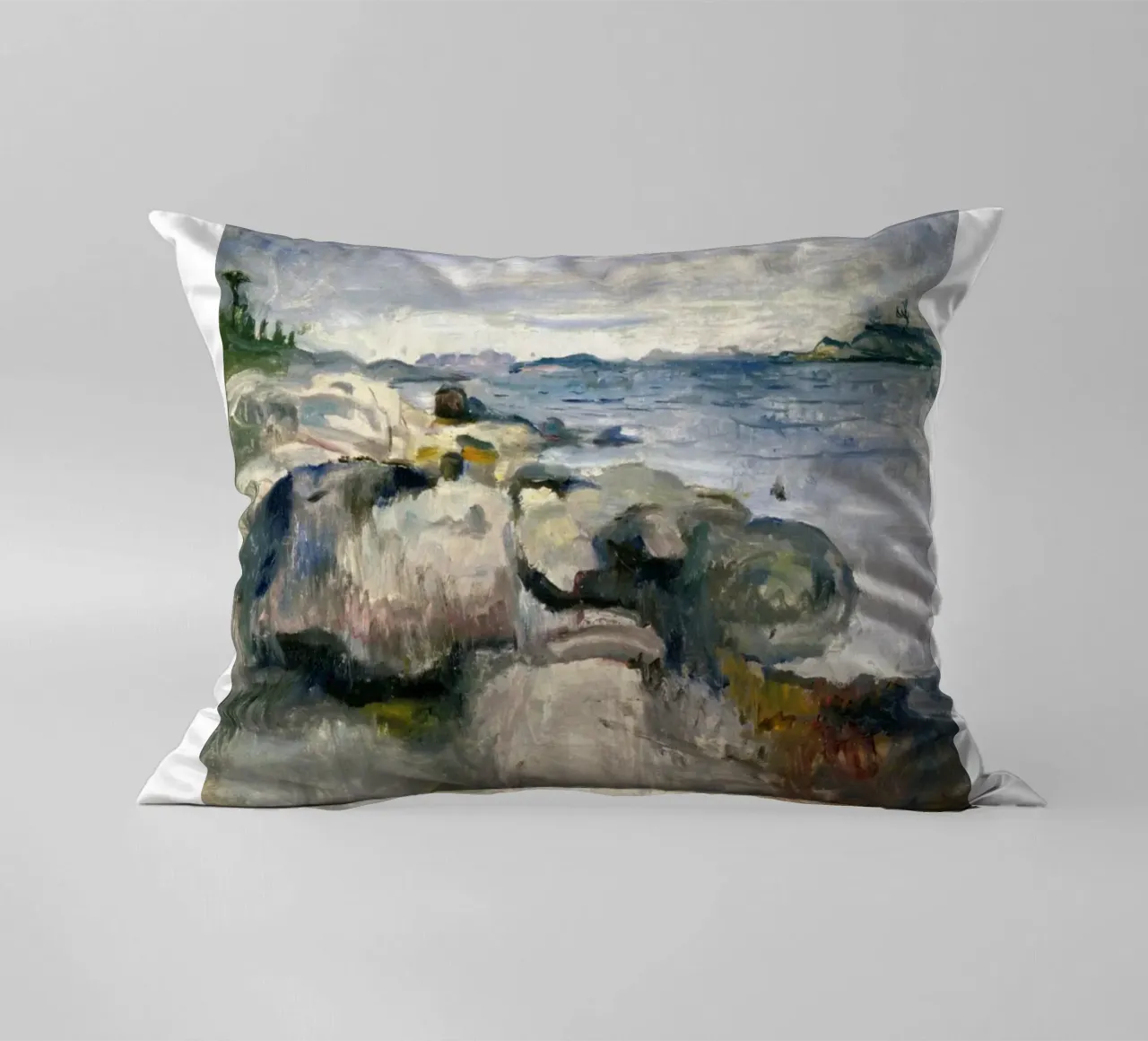 beach rocks decorative cushion by cupcup art