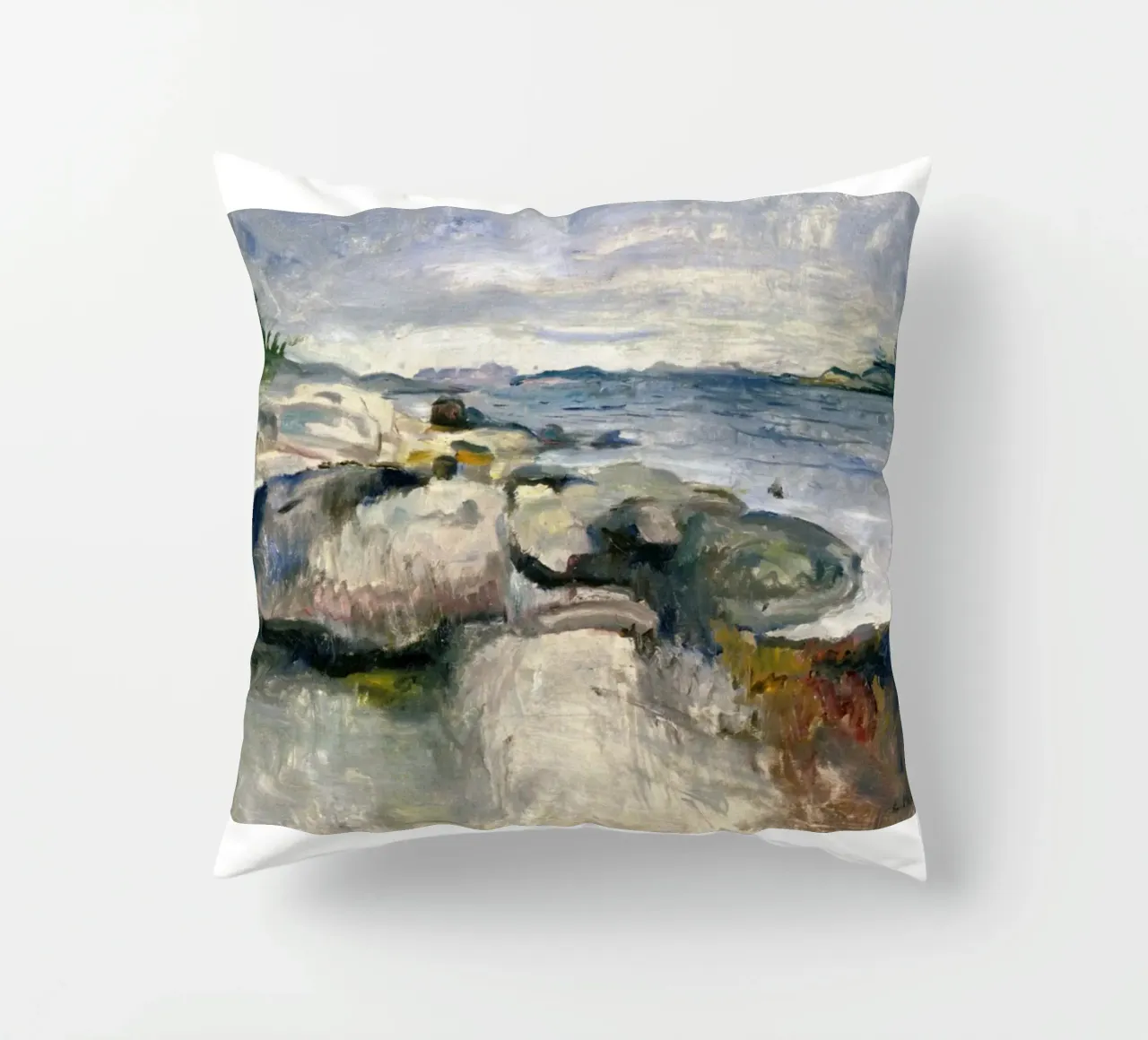 beach rocks decorative cushion by cupcup art