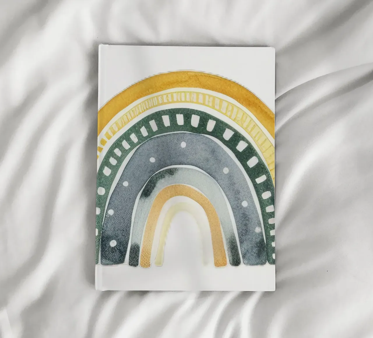 Earthy Boho Rainbow Art - Décoration de chambre d'enfant jaune moutarde et vert carnet de notes de ClubArt