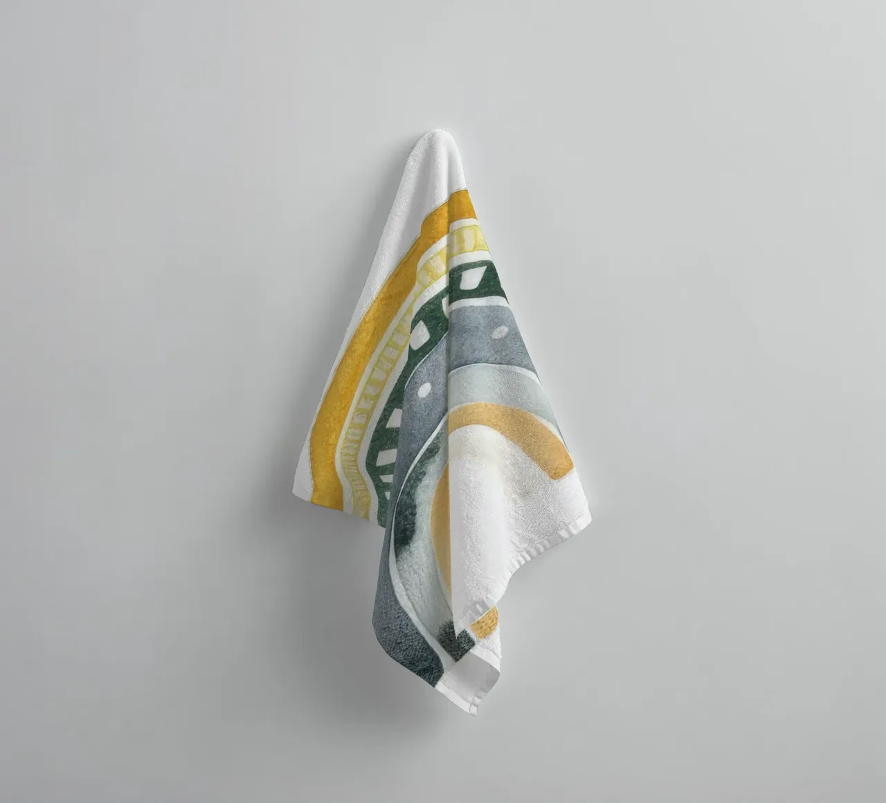 Earthy Boho Rainbow Art - Décoration de chambre d'enfant jaune moutarde et vert serviette de bain de ClubArt