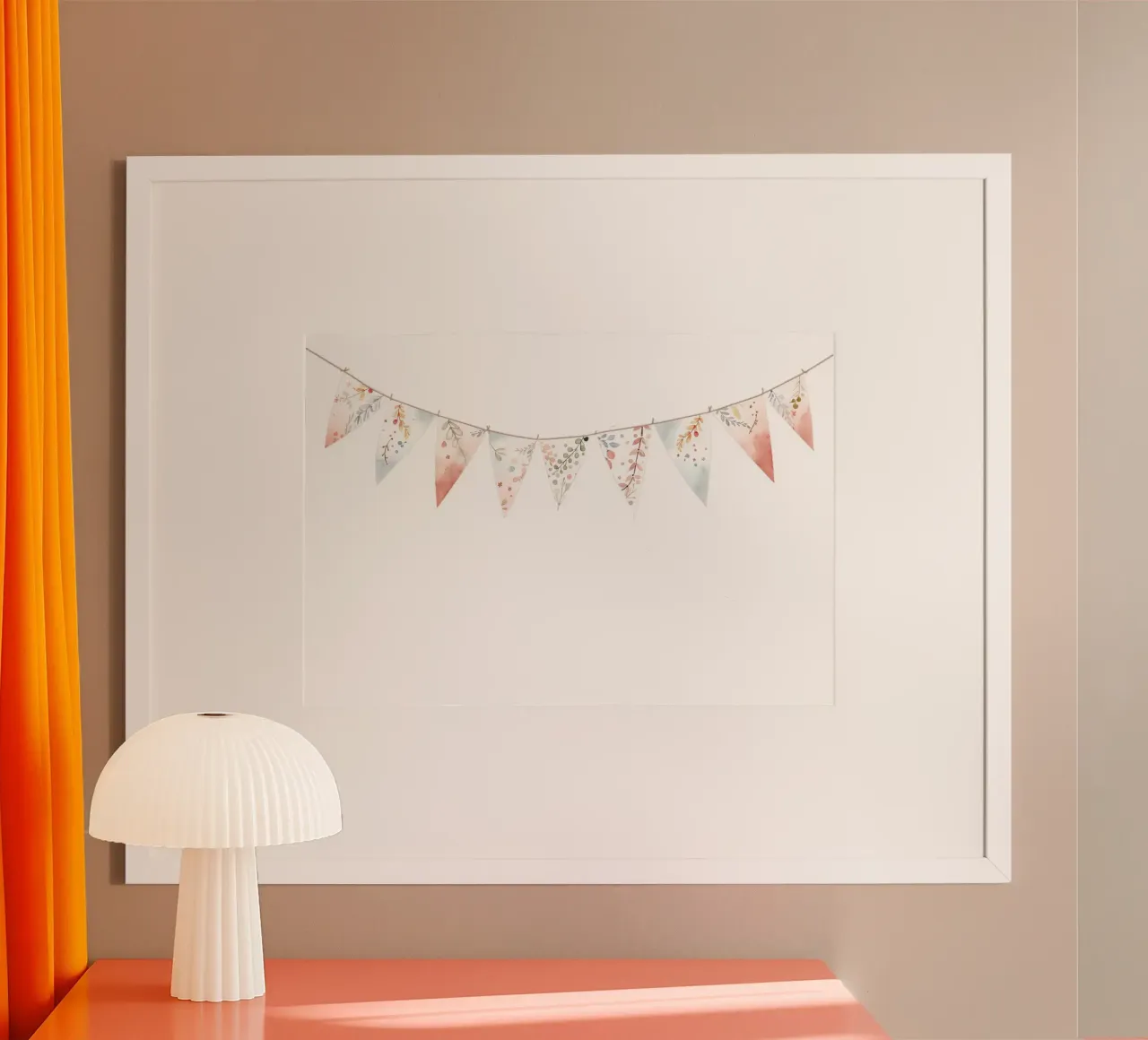 Ghirlanda di bunting in stile bohémien - Decorazioni per l'asilo nido, celebrazione Pri poster con telaio in alluminio da ClubArt