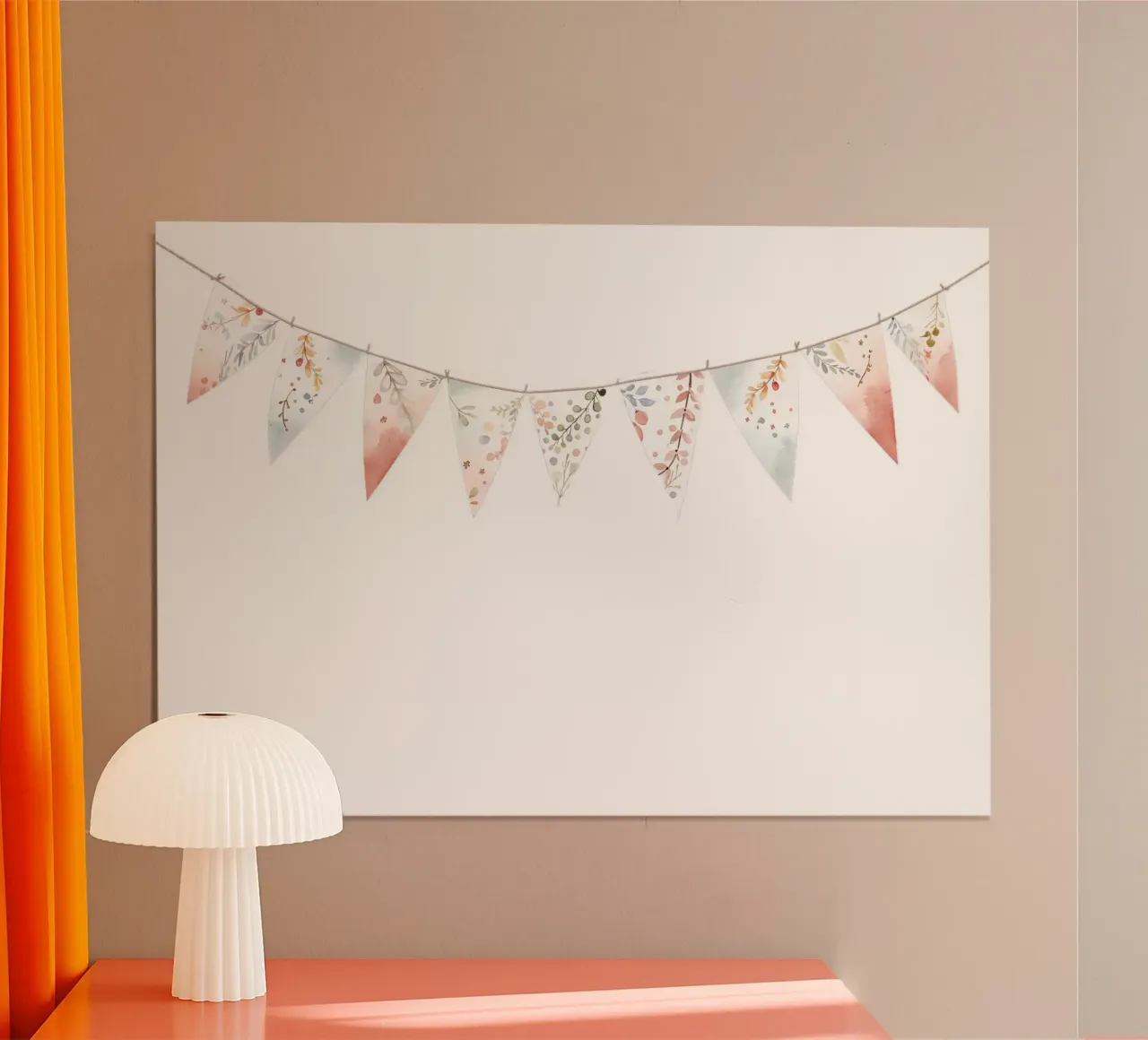 Ghirlanda di bunting in stile bohémien - Decorazioni per l'asilo nido, celebrazione Pri poster con telaio in alluminio da ClubArt
