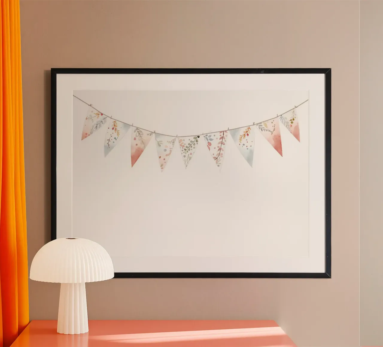 Ghirlanda di bunting in stile bohémien - Decorazioni per l'asilo nido, celebrazione Pri poster con telaio in alluminio da ClubArt