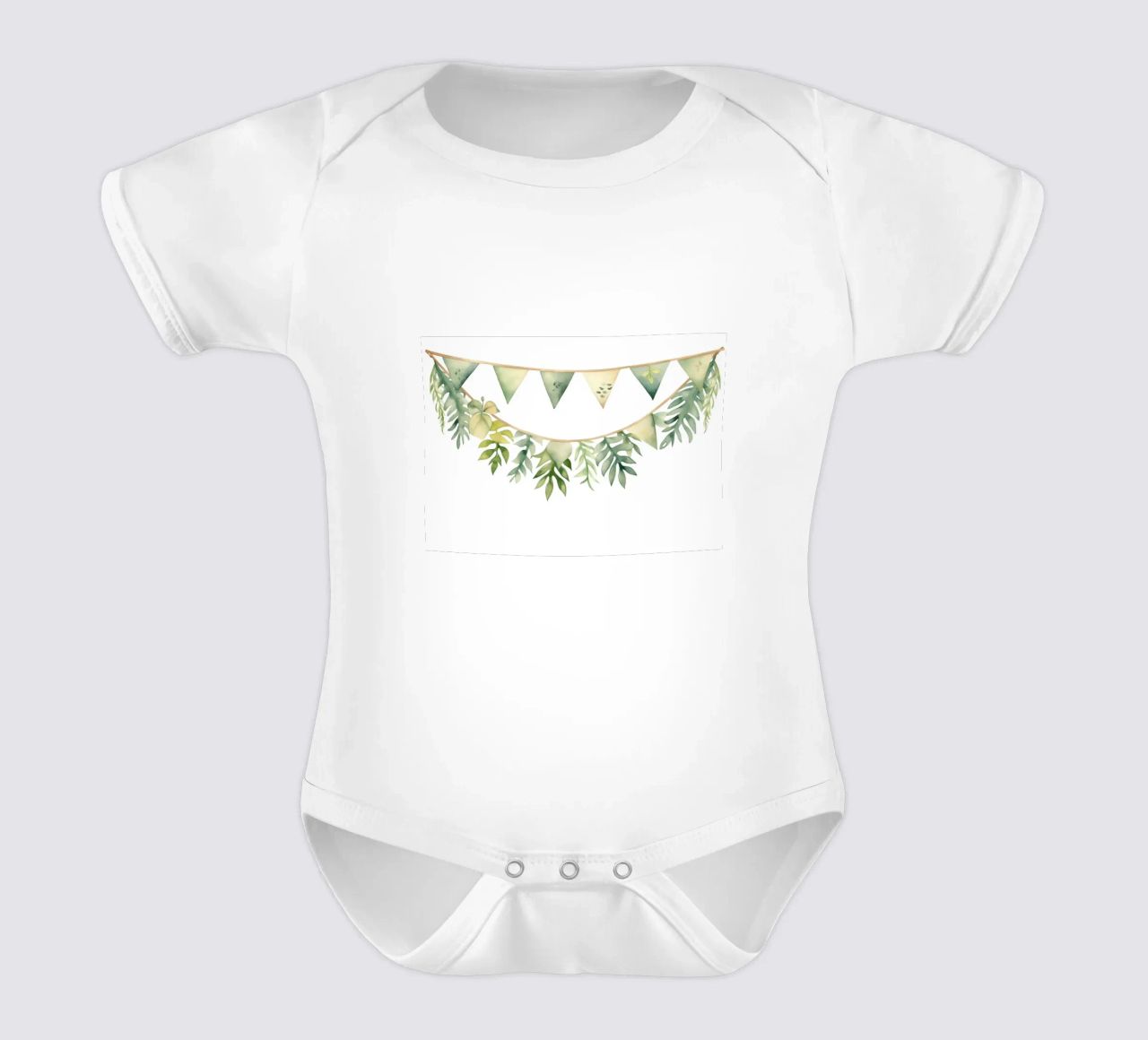 Greenery Bunting Girlande Aquarell - Boho Kinderzimmer, Tropisch Kurzarm Babybody von ClubArt