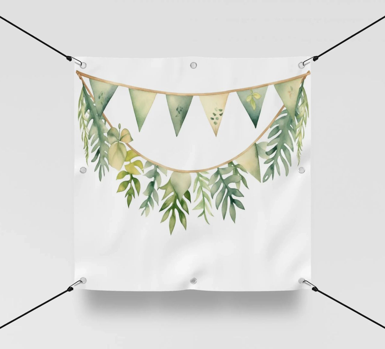 Greenery Bunting Girlande Aquarell - Boho Kinderzimmer, Tropisch PVC Plane von ClubArt