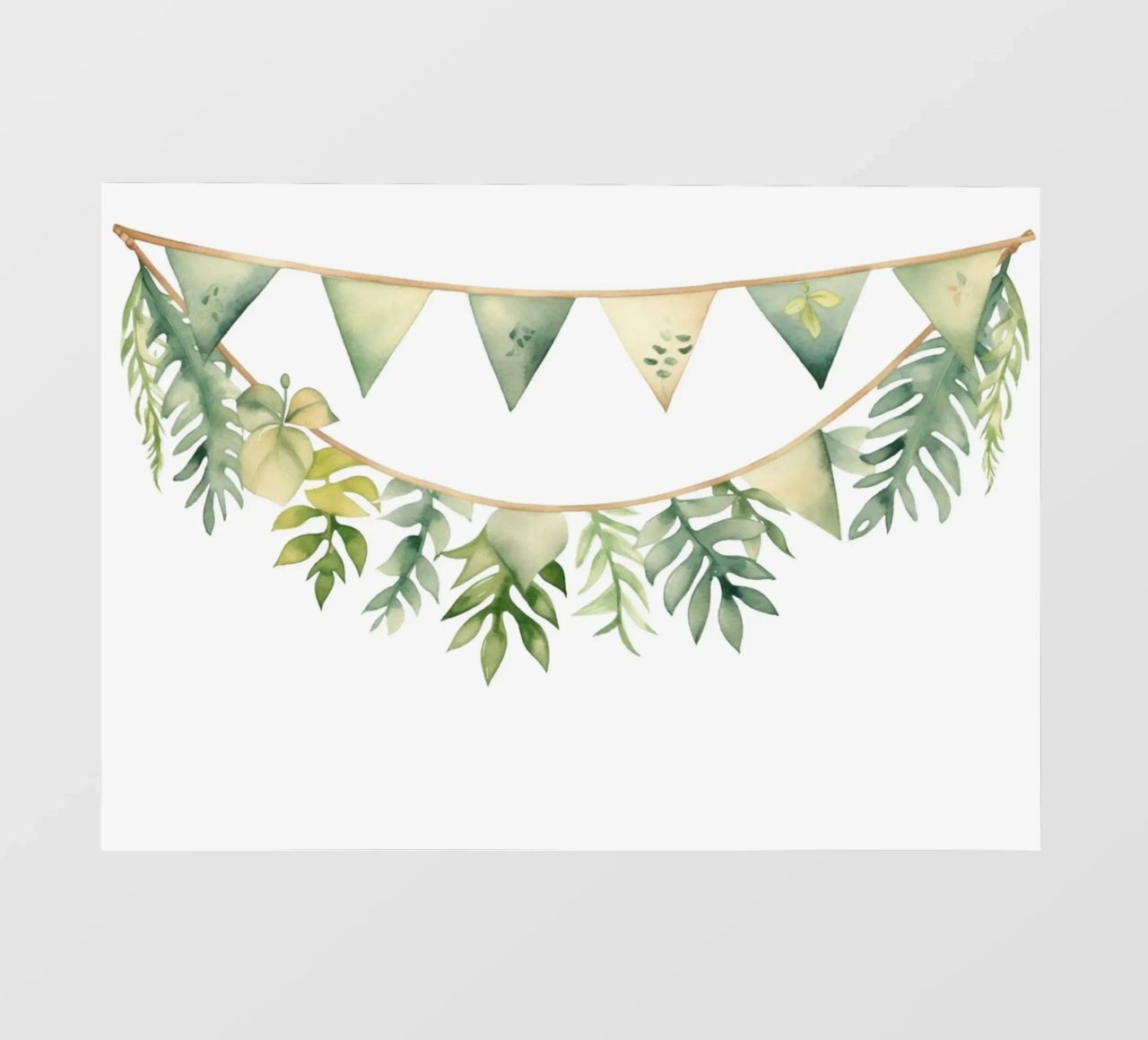 Greenery Bunting Girlande Aquarell - Boho Kinderzimmer, Tropisch PVC Plane von ClubArt