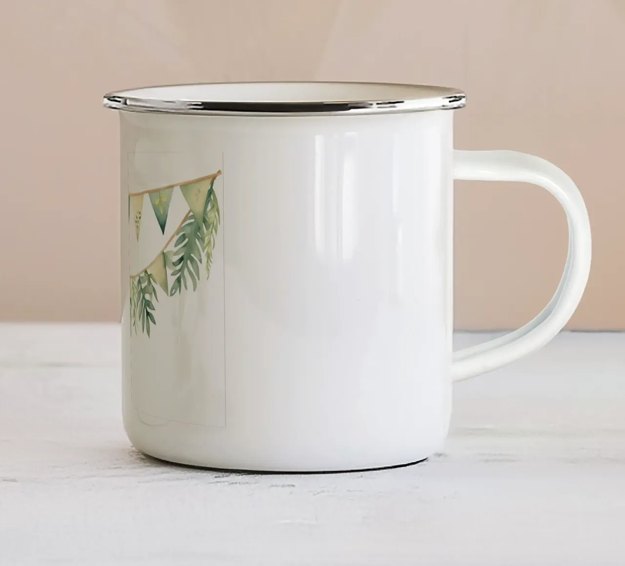 Ghirlanda verde acquerellata - Vivaio Boho, Tropicale tazza in smalto da ClubArt