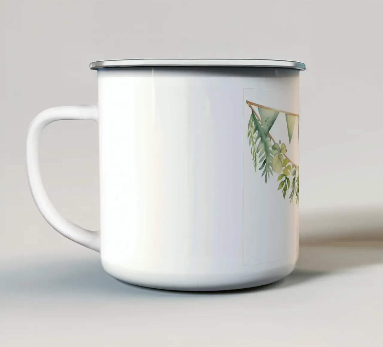 Ghirlanda verde acquerellata - Vivaio Boho, Tropicale tazza in smalto da ClubArt