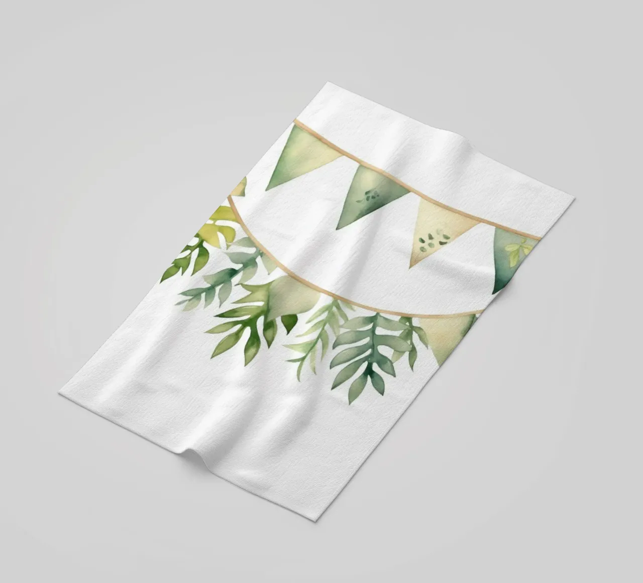 Ghirlanda verde acquerellata - Vivaio Boho, Tropicale telo mare da ClubArt