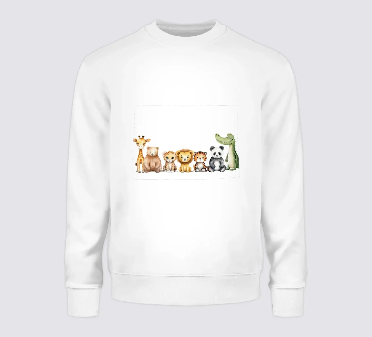 Cute Safari Animals Watercolor - Nursery Art, Jungle Friends sweatshirt by ClubArt