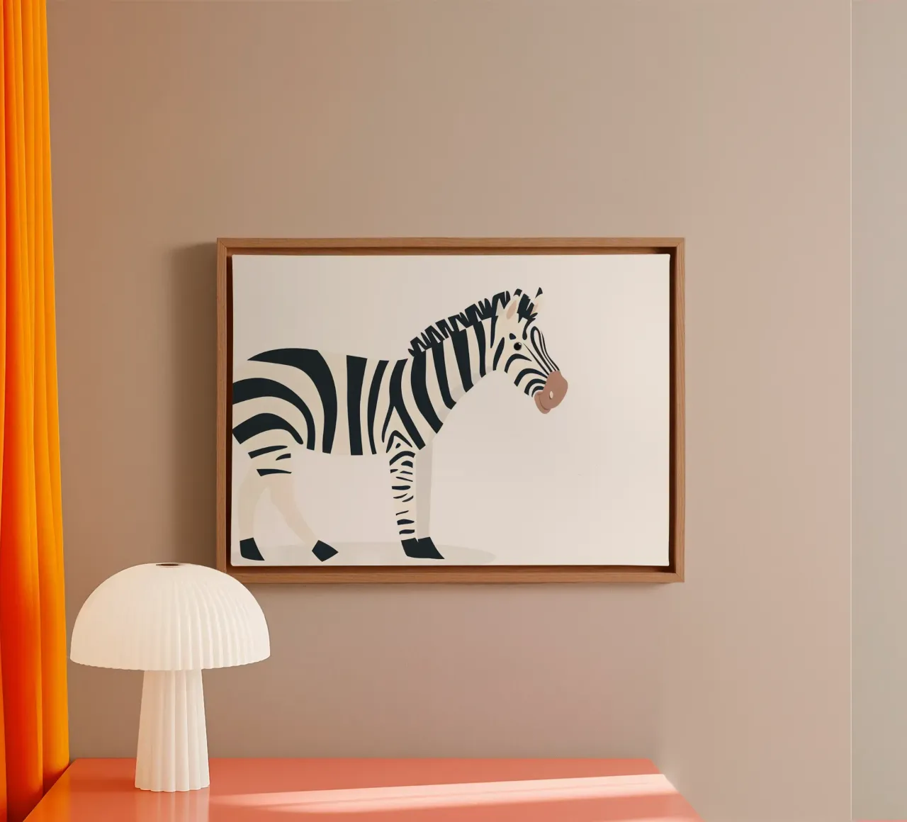 Modern Zebra Art Print - Safari Nursery, Monochrome Kids Dec canvas with Floater frame by ClubArt