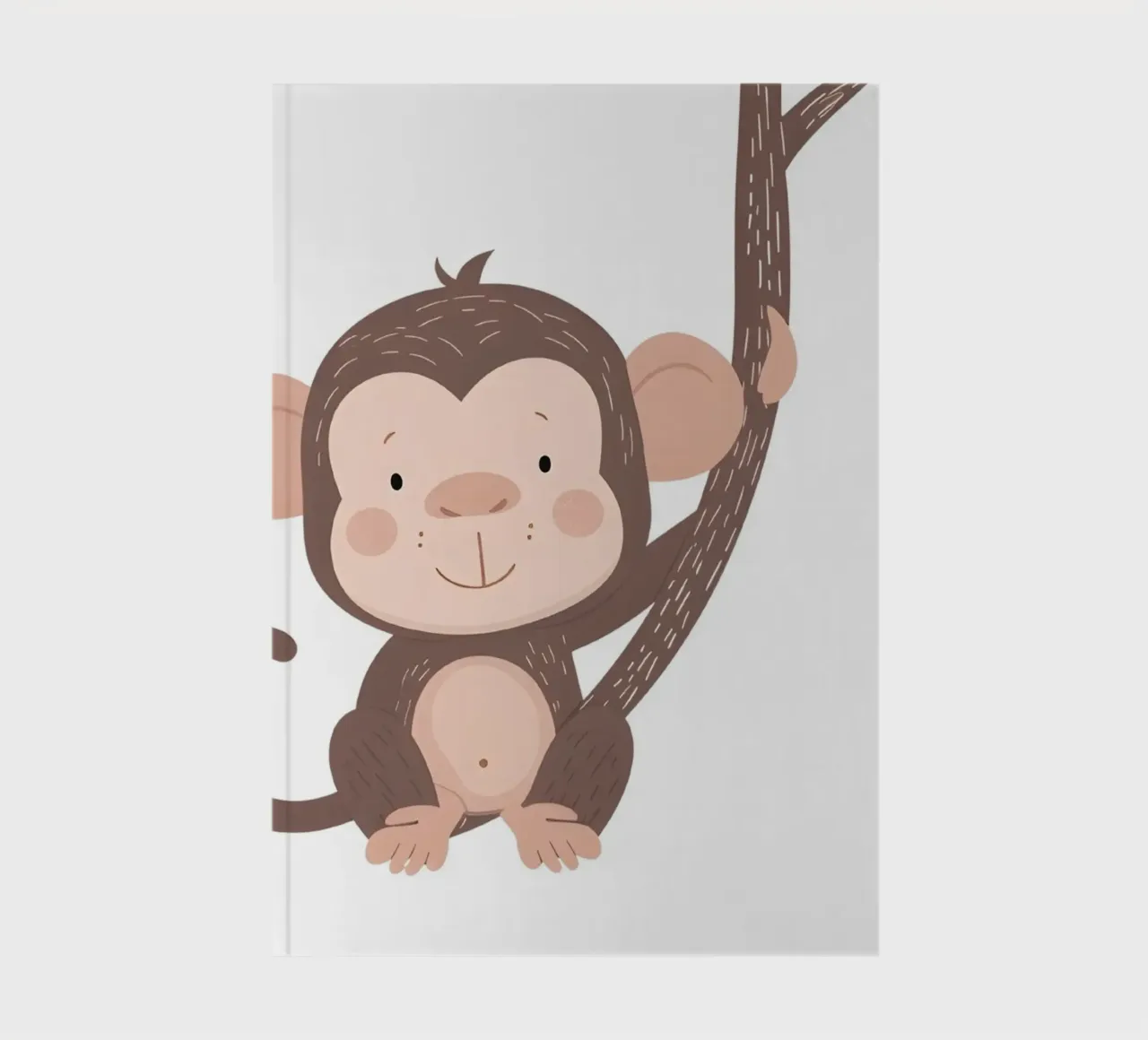 Cute Monkey on Branch Art Print - Nursery Decor, Jungle Play notebook by ClubArt