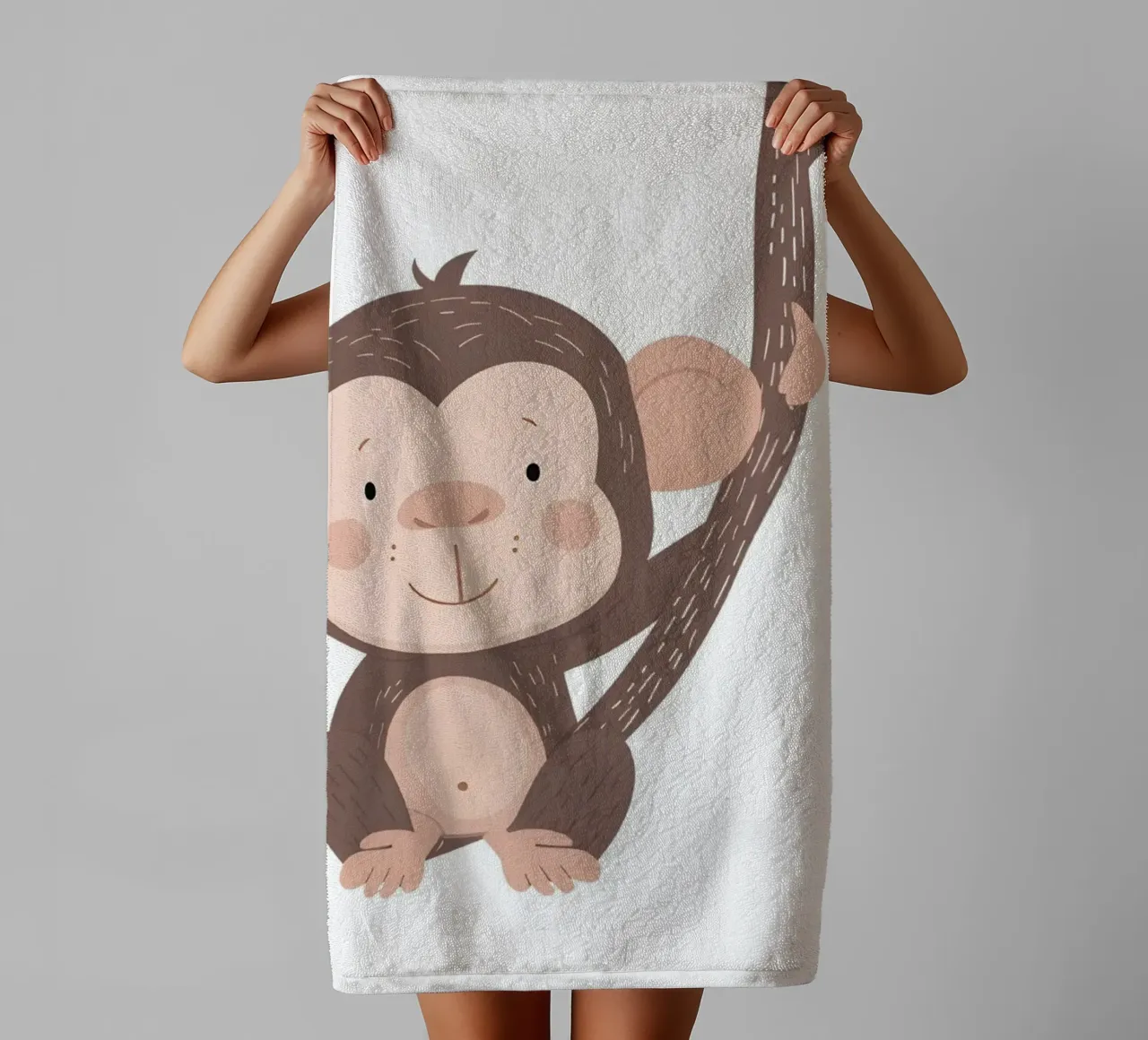 Cute Monkey on Branch Art Print - Nursery Decor, Jungle Play towel by ClubArt