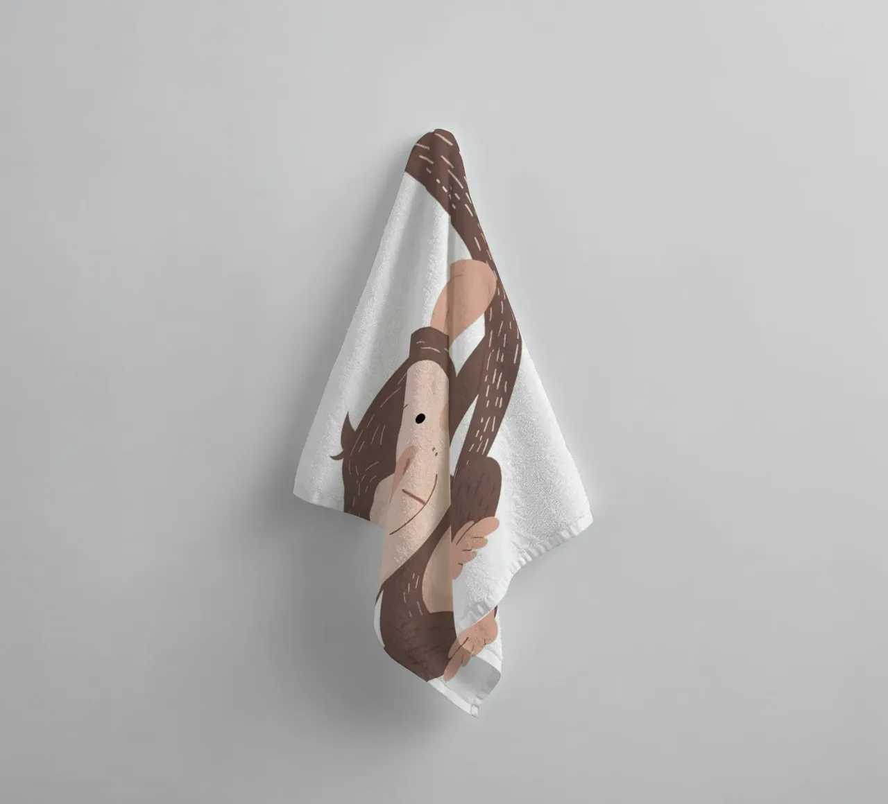 Cute Monkey on Branch Art Print - Nursery Decor, Jungle Play towel by ClubArt