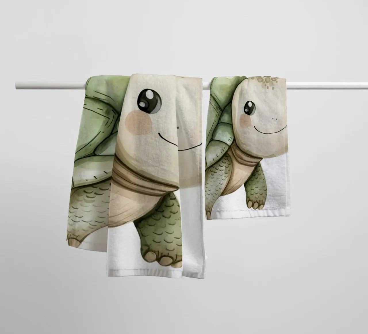 Cute Baby Turtle Watercolor - Nursery Art, Coastal Kids Room towel by ClubArt